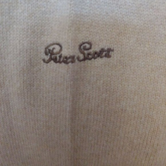 Peter Scott Camel and White Plaid Long Sleeve 100% lambs Wool Large - Picture 6 of 12